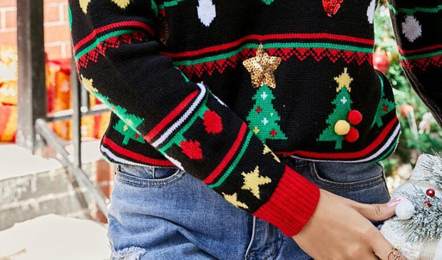 women's Christmas tree knit sweater