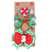 Christmas Children's Bow Barrettes Three Sets