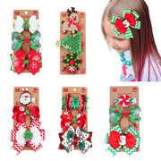 Christmas Children's Bow Barrettes Three Sets